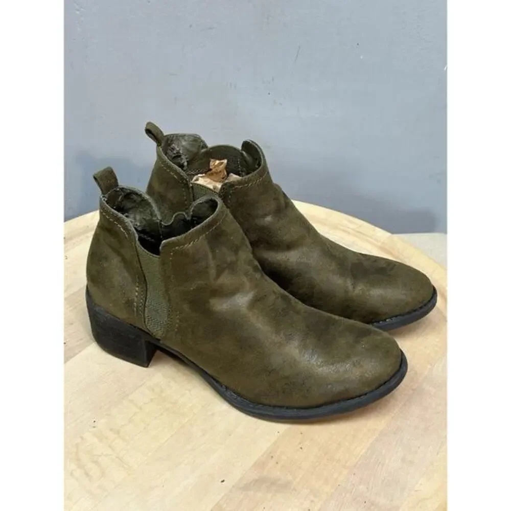Lavorazione Artigiana Womens 8 Green‎ Ankle Slouch Booties B52 By Bull Boxer
